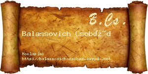 Balassovich Csobád névjegykártya